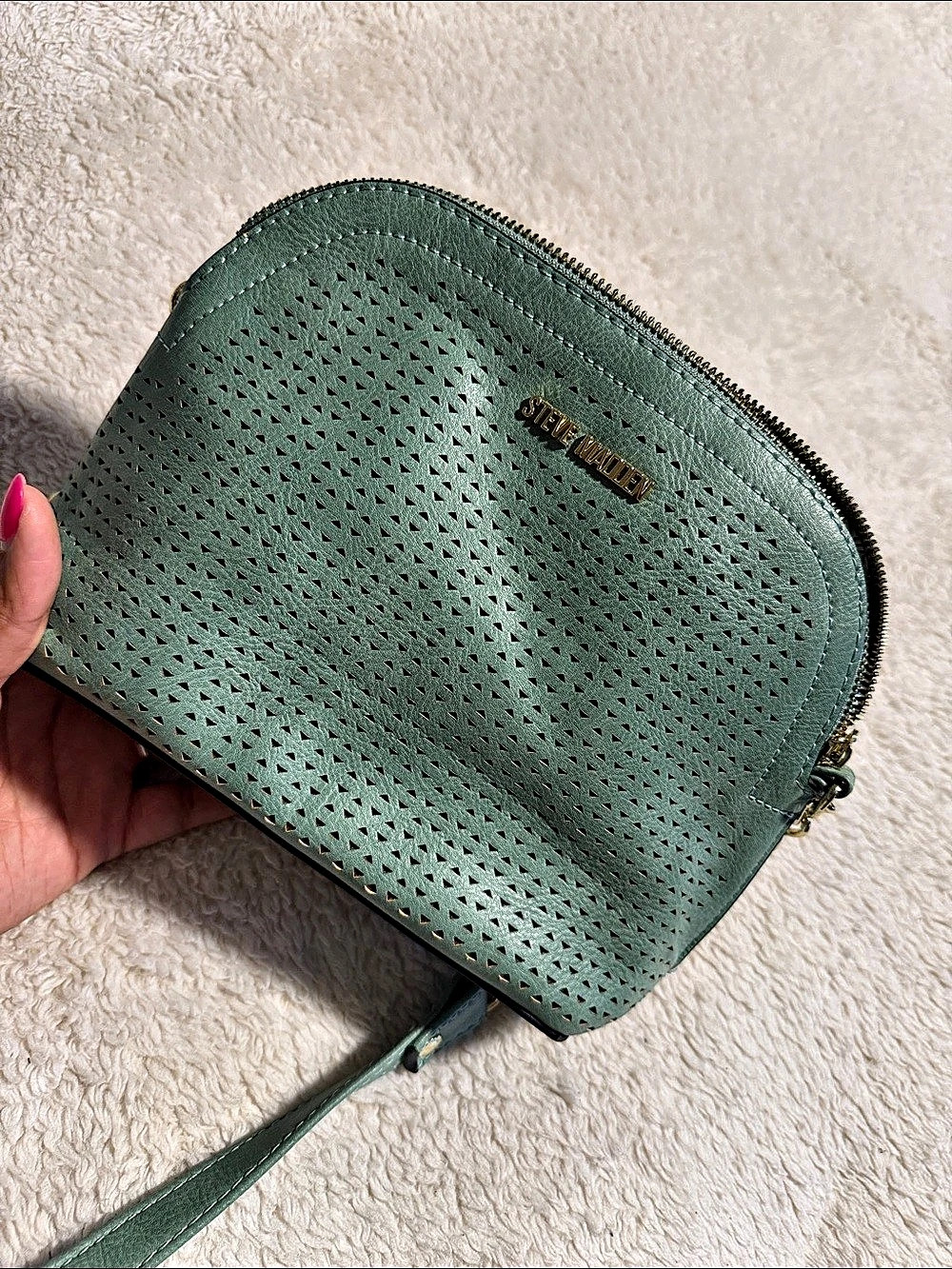 Steve Madden Green Perforated Crossbody Bag